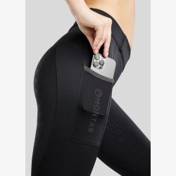 Montar Ridetights "Gloria Hybrid Pull On with Gunmetal Caviar Tape" Fullgrip Black