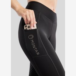 Montar Ridetights " Pull On Pintucks and Golden Quartz Crystal " Fullgrip Black