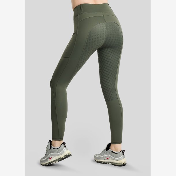 Montar Ridetights " Pull On Pintucks and Golden Quartz Crystal " Fullgrip Forest Green