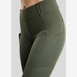 Montar Ridetights " Pull On Pintucks and Golden Quartz Crystal " Fullgrip Forest Green