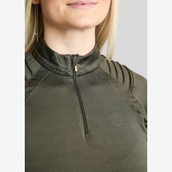 Montar Tr�ningsbluse " Polo L/S Pintucks and Golden Quartz Crystal " Forest Green