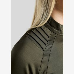 Montar Tr�ningsbluse " Polo L/S Pintucks and Golden Quartz Crystal " Forest Green