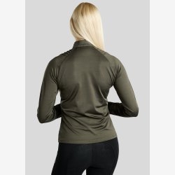 Montar Tr�ningsbluse " Polo L/S Pintucks and Golden Quartz Crystal " Forest Green