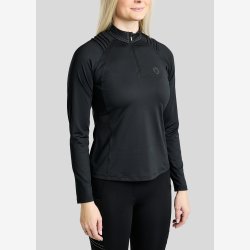 Montar Tr�ningsbluse " Polo L/S Pintucks and Golden Quartz Crystal " Black