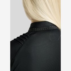 Montar Tr�ningsbluse " Polo L/S Pintucks and Golden Quartz Crystal " Black
