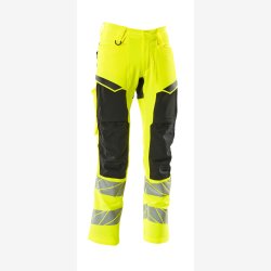 Mascot Bukser m. knlomme STRETCH Letvgt Hi-Vis Gul